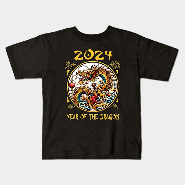 Asian Festive Year Of The Dragon 2024 - Chinese New Year Kids T-Shirt by eighttwentythreetees